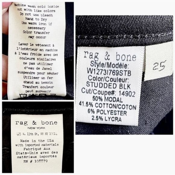 Rag & Bone Studded high-rise skinny jean w/ vintage inspired yoke & pocketing 25 - Picture 3 of 11